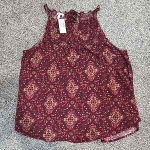 Maurices Burgundy Patterned 2-Strap Tank Size Large NWT